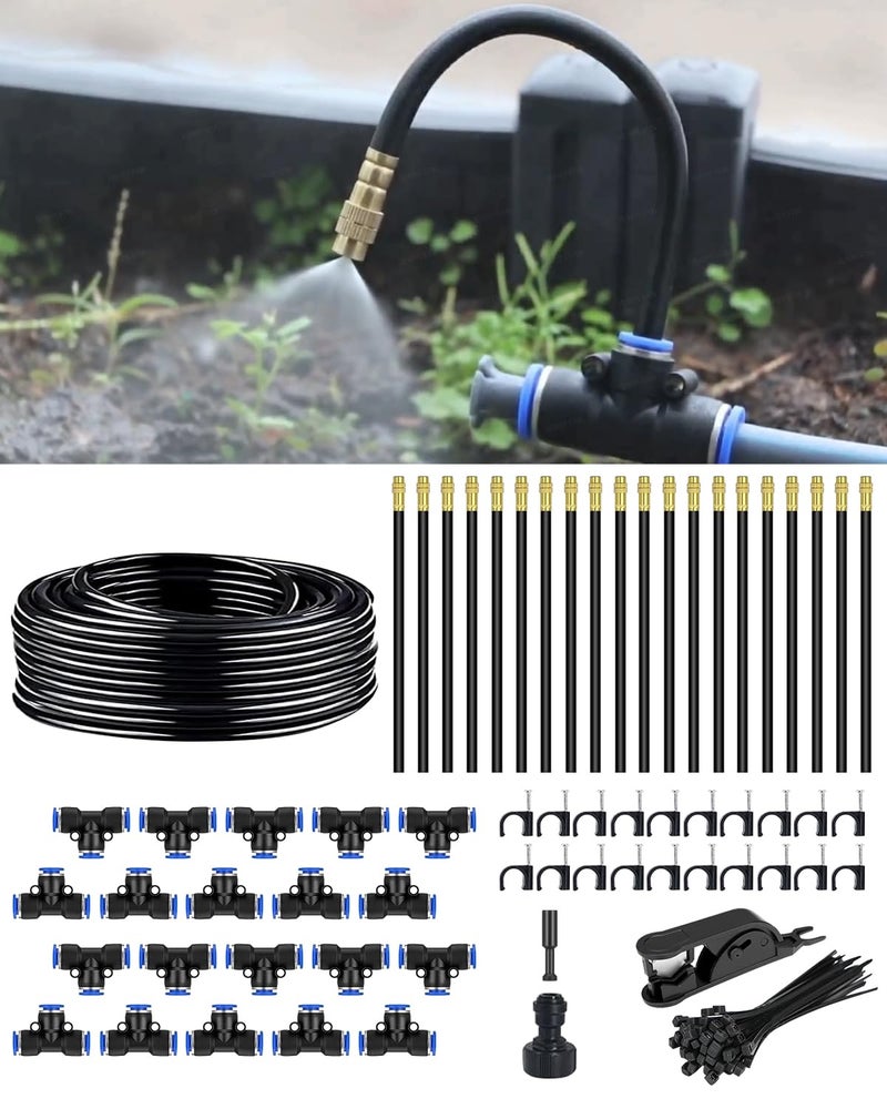 Toki-dot Drip Irrigation System for Watering Garden: 65FT 360° Hydroponic Misting Device Kit with Quick Connector Hose Barbed Accessories for Potted Plants Outdoor Indoor Greenhouse Raised Beds - Image 1